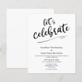 Budget Lass uns feiern Hochzeitseinladung  (Vorne/Hinten)