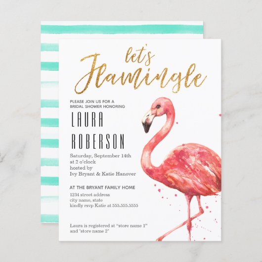 Budget Lasst uns Flamingle Bridal Dusche Einladung (Vorne/Hinten)