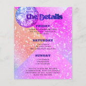 Budget Last Disco Bacheloretto Wochenende Einladun (Rückseite)