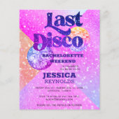 Budget Last Disco Bacheloretto Wochenende Einladun (Vorderseite)