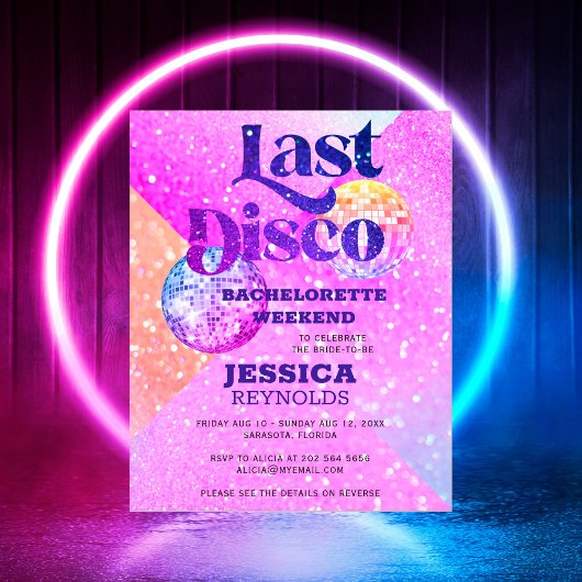 Budget Last Disco Bacheloretto Wochenende Einladun Flyer