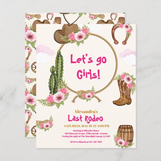 Budget Last Rodeo Cowgirl Brautparty (Vorne/Hinten)