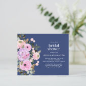 Budget Lavender Blue Floral Brautparty Einladung (Stehend Vorderseite)