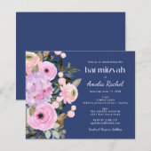 Budget Lavender Blue Floral Watercolor Bat Mitzvah (Vorne/Hinten)