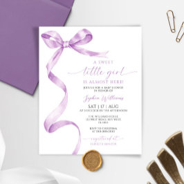 Budget Lavender Bow Girl Babydusche Einladung