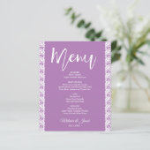 Budget Lavender Elegant Wedding Menü (Stehend Vorderseite)