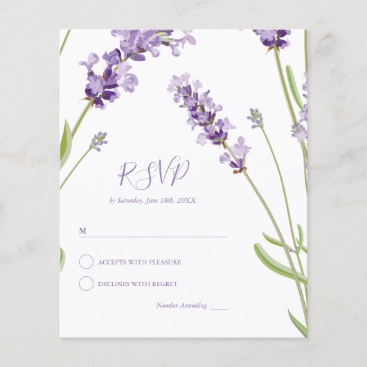 Budget Lavender Floral Wedding RSVP (Vorderseite)