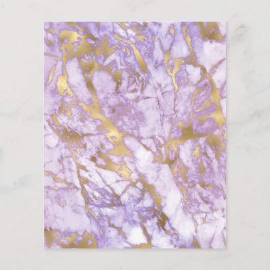 Budget Lavender Gold Marble Wedding Menü (Rückseite)