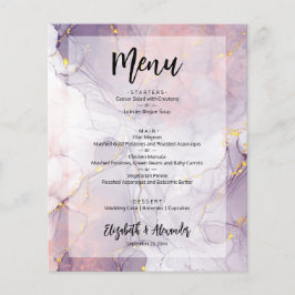 Budget Lavender Gold Marble Wedding Menü