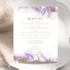 Budget Lavender Gold Marble Wedding Menü