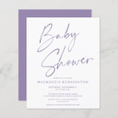 Budget Lavender Handgeschriebene Script Baby Dusch (Vorne/Hinten)