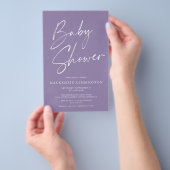 Budget Lavender Lila Script Baby Dusche FLYER (Handgriff)