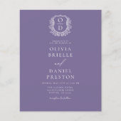 Budget Lavender Lila Wappen Hochzeit Einladung (Vorderseite)