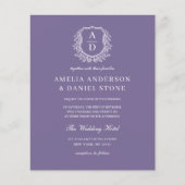 Budget Lavender Lila Wappen Hochzeit Einladung Flyer (Vorne)