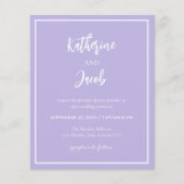 Budget Lavender Modern Wedding Einladung (Vorderseite)