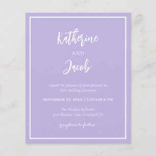 Budget Lavender Modern Wedding Einladung