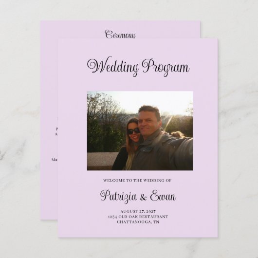 Budget Lavender Photo Wedding program (Vorne/Hinten)