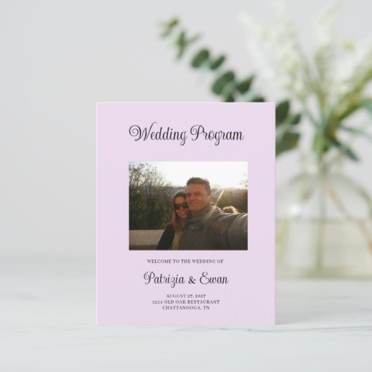 Budget Lavender Photo Wedding program (Stehend Vorderseite)