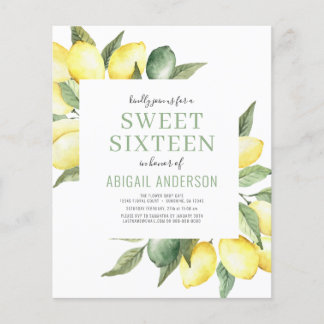 Budget Lemon 16 . Geburtstag Einladung zum Geburts Flyer