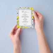 Budget Lemon Blue Tiles Hochzeitmenü Flyer (Gruppe)