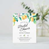 Budget Lemon Bridal Dusche Einladung (Stehend Vorderseite)