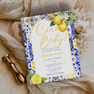 Budget Lemon Ciao Baby Shower Amalfi Einladung Postkarte