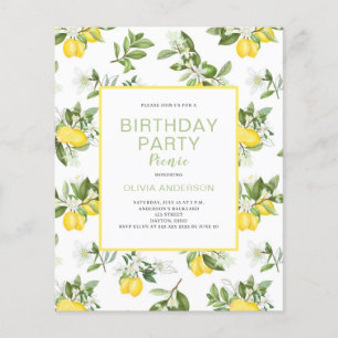 Budget Lemon Citrus Birthday Picnic Einladung