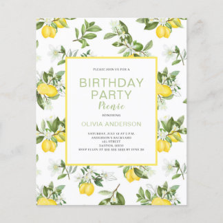 Budget Lemon Citrus Birthday Picnic Einladung