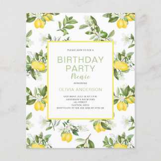 Budget Lemon Citrus Birthday Picnic Einladung Flyer
