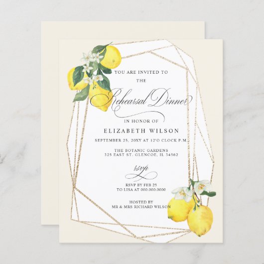 Budget Lemon Citrus Sommer Probe Abendessen (Vorne/Hinten)