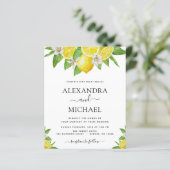 Budget Lemon Citrus Yellow Wedding Einladung (Stehend Vorderseite)