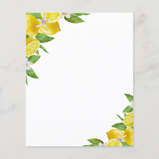 Budget Lemon Citrus Yellow Wedding Einladung (Rückseite)