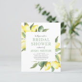 Budget Lemon Floral Bridal Dusche Einladung (Stehend Vorderseite)