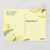 Budget Lemon Floral Bridal Dusche Einladung Postkarte (Rückseite)