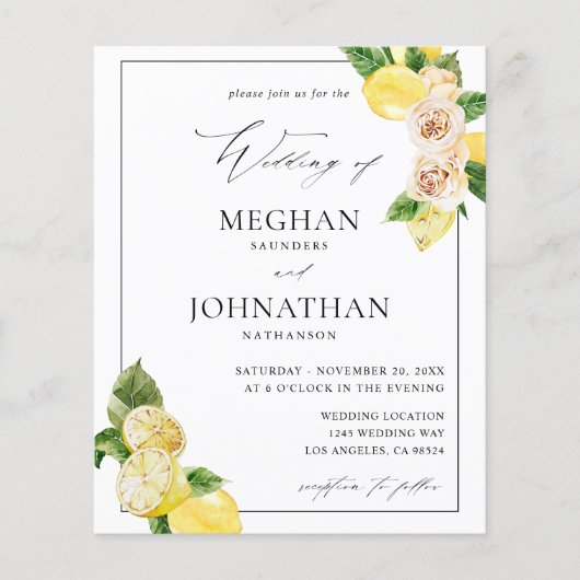 Budget Lemon Floral Wedding (Vorderseite)