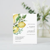 Budget Lemon Greenery Moderne Hochzeit Einladung (Stehend Vorderseite)