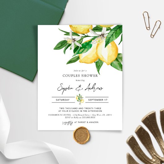 Budget Lemon Grüne Paare Dusche Einladung