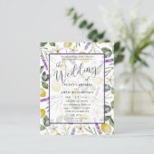 Budget Lemon & Lavender Foliage Wedding Einladung (Stehend Vorderseite)