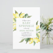 Budget Lemon Modern Baby Sprinkle Einladung (Stehend Vorderseite)