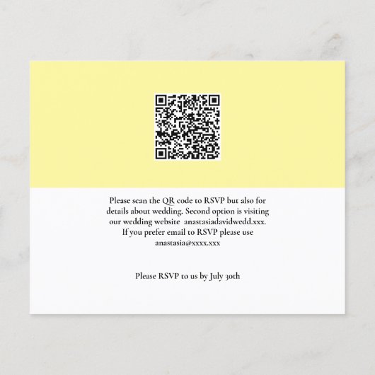 Budget Lemon QR Code Hochzeitseinladung (Rückseite)