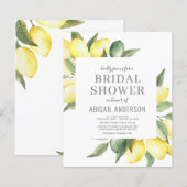 Budget Lemon Watercolor Bridal Dusche Einladung (Vorne/Hinten)