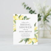 Budget Lemon Watercolor Bridal Dusche Einladung (Stehend Vorderseite)