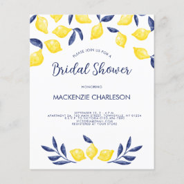 Budget Lemon Watercolor Bridal Dusche Einladung Flyer
