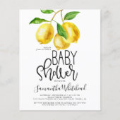 Budget Lemon Watercolor Kinderdusche Einladung (Vorderseite)