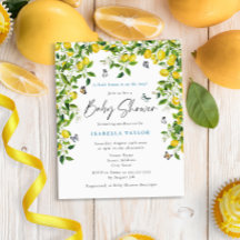 Budget Lemon Watercolor Kinderdusche Einladung