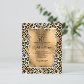 Budget Leopard 50. Geburtstagsparty Einladungen (Stehend Vorderseite)