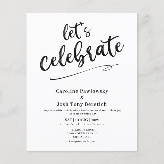 Budget Lets Celebrate Wedding invitation (Vorderseite)