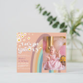 Budget Let's Groovy Daisy Rainbow Foto Birthday (Stehend Vorderseite)