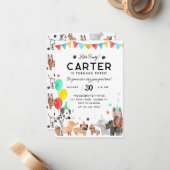 Budget Let's Pawty Party Kinder Welpen Hund Geburt Mitteilungskarte (Vorderseite/Rückseite Beispiel)