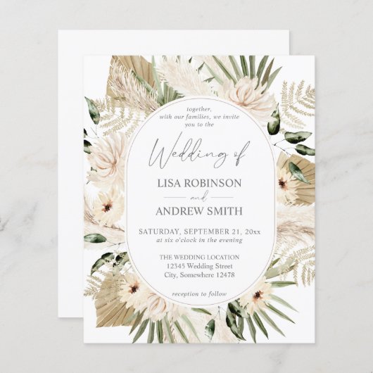 Budget LG Text Boho Pampas Grass Floral Wedding (Vorne/Hinten)